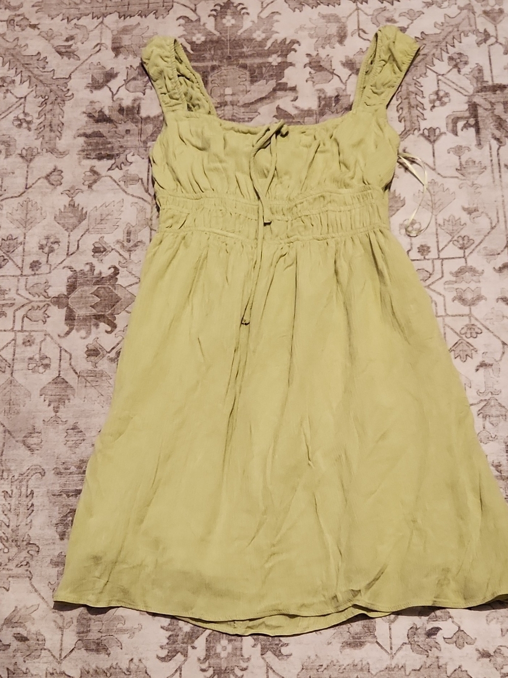 iris Olive Green Smocked Mini Dress